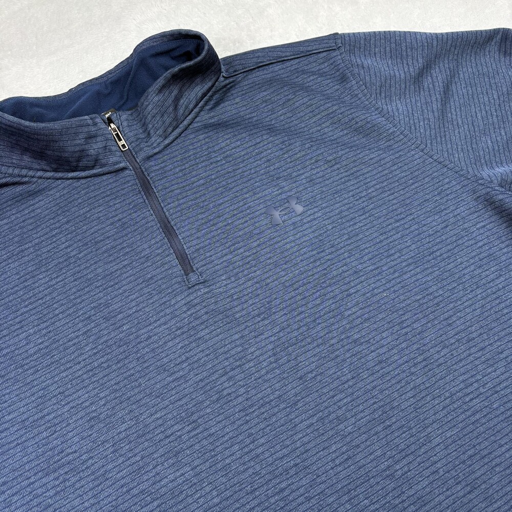 Under Armour Golf Pullover Mens 4XL Blue 1/4 Zip Mock Neck Fleece Storm